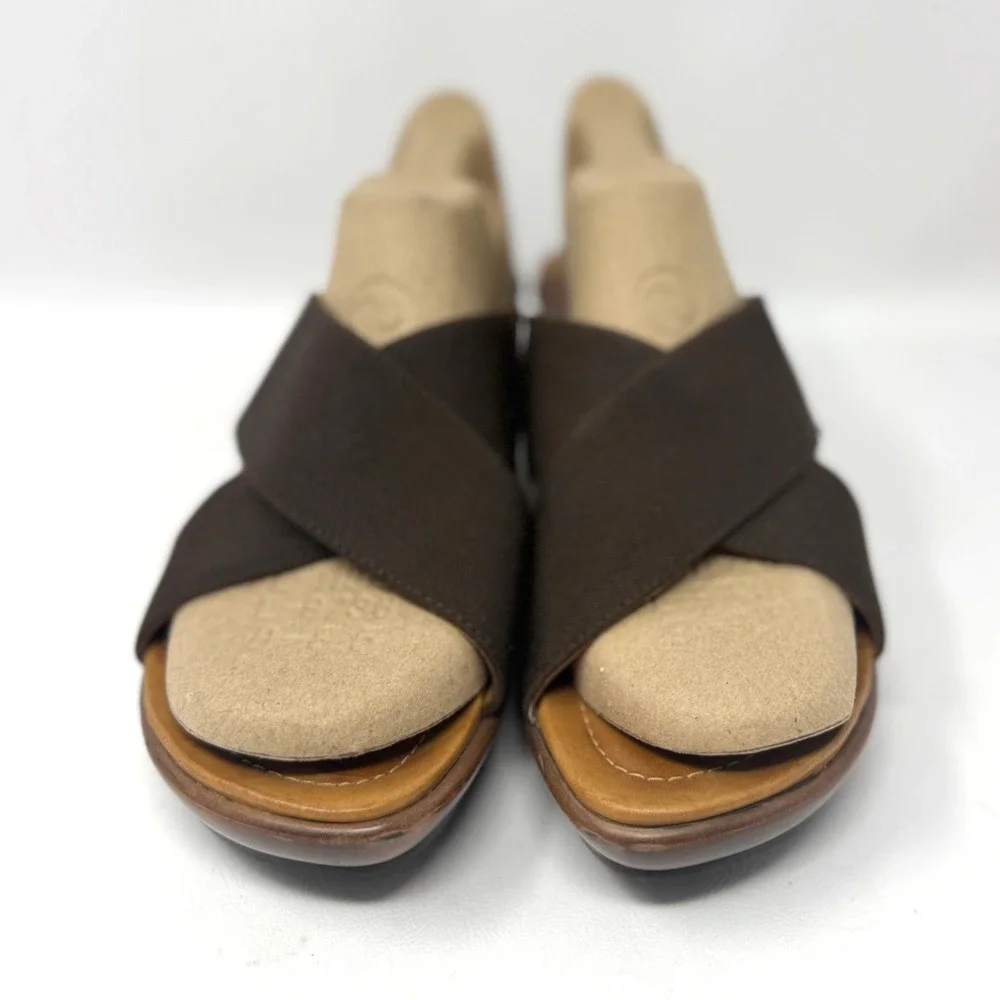 Dansko Ava Criss Cross Straps Slide Wedge Dark Brown 40 9.5 Preppy Tailored Chic